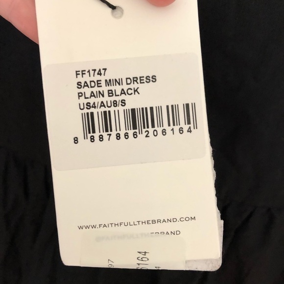 Faithfull the Brand Sade Mini Dress Plain Black New 4 - Picture 8 of 10